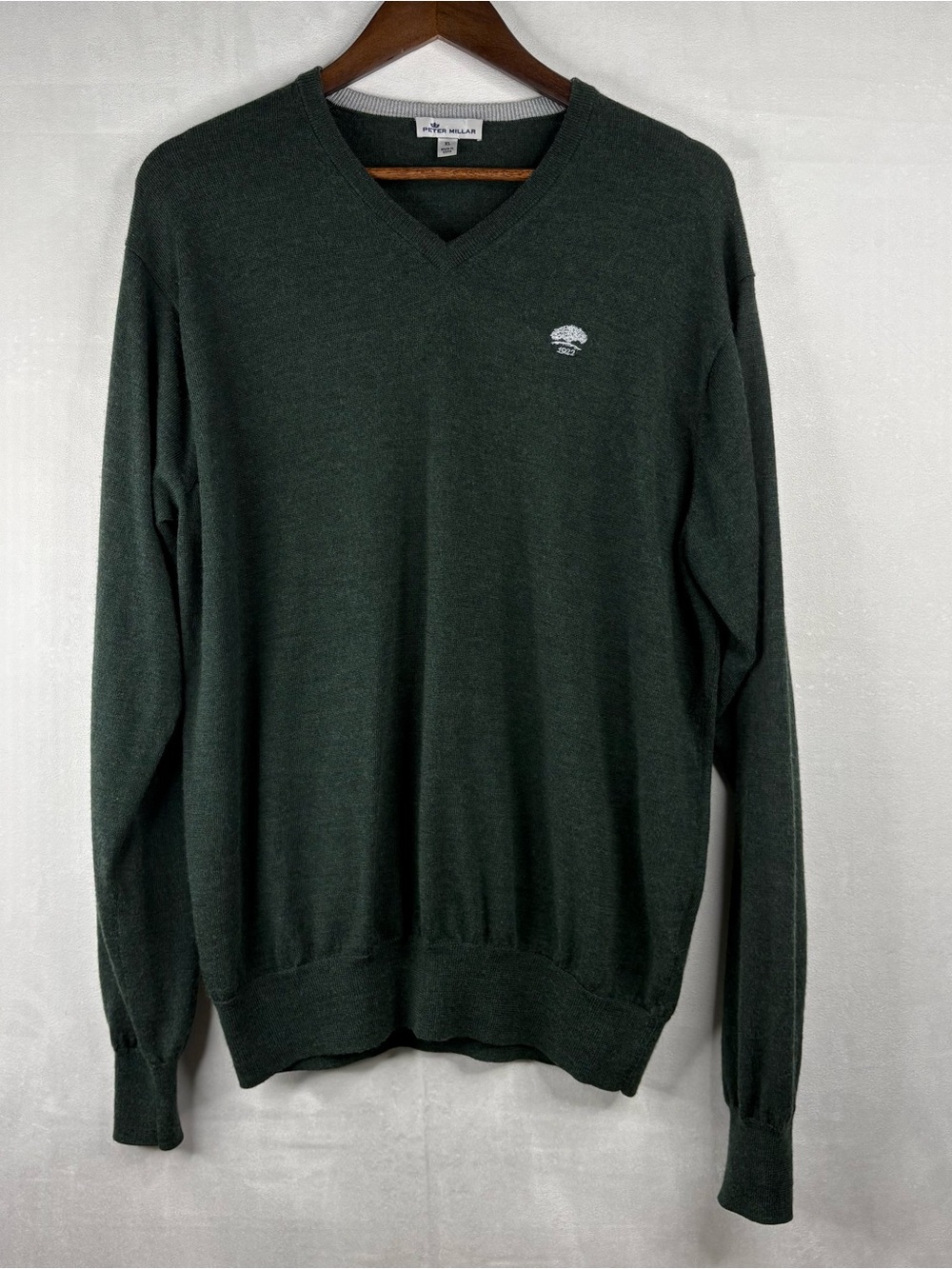 Peter Millar Dark Green V-Neck Sweater